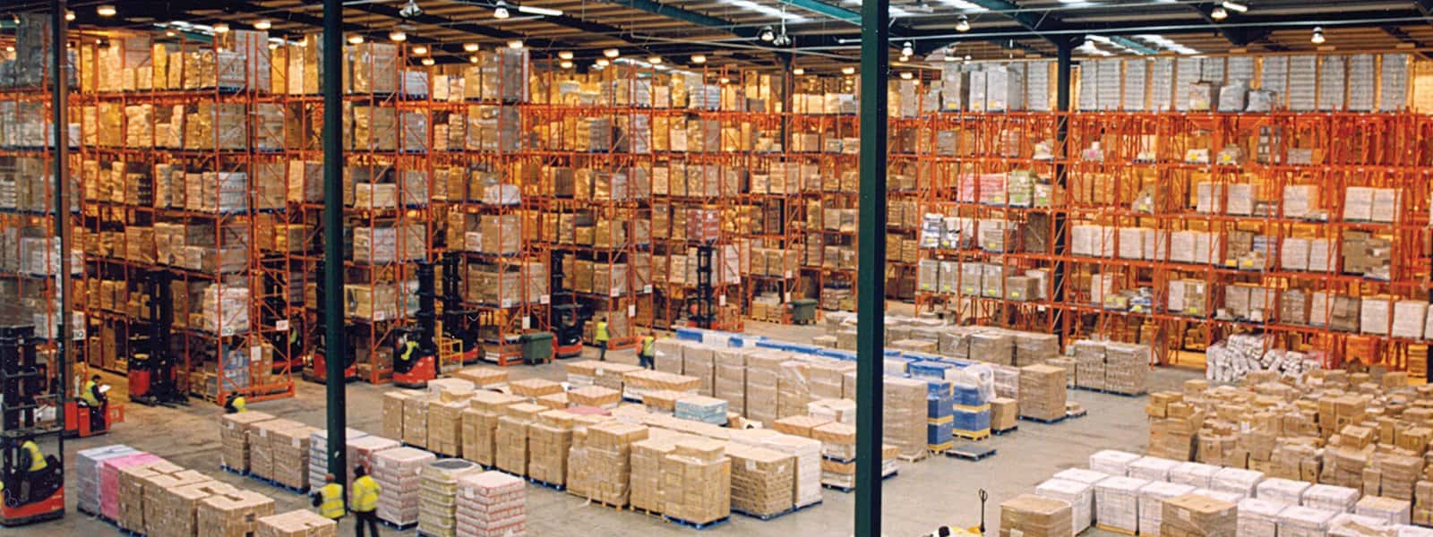 Large warehouse with rack and floor space