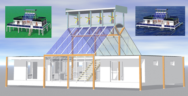 A diagram showing the Aerosolar DEK House design