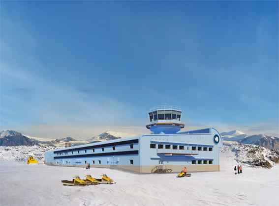 An architect's depiction of the building in Antarctica An architect's depiction of the building in Antarctica
