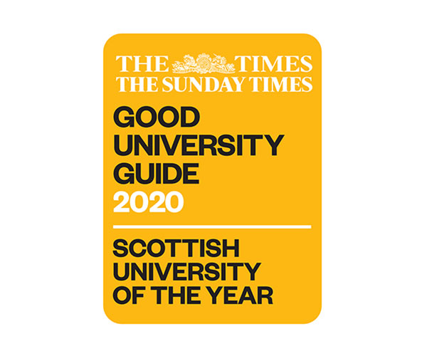 Sunday Times, Scottish University of the Year 2020 logo.