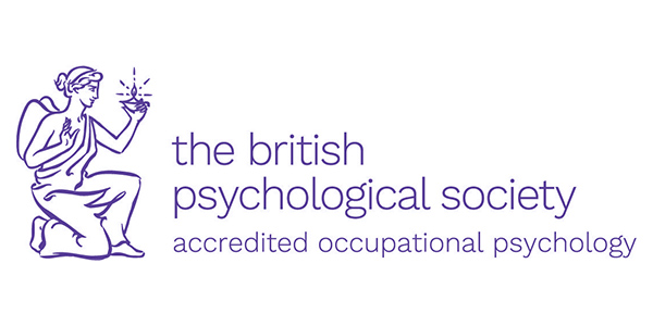 The British Psychological Society accredited occupational psychology logo. 