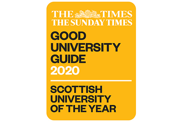Sunday Times, Scottish University of the Year 2020 logo.
