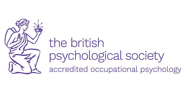 The British Psychological Society accredited occupational psychology logo. 