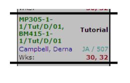 Screenshot showing join taught activities, MP305-1-1/Tut/D/01, BM415-1-1/Tut/D/01.