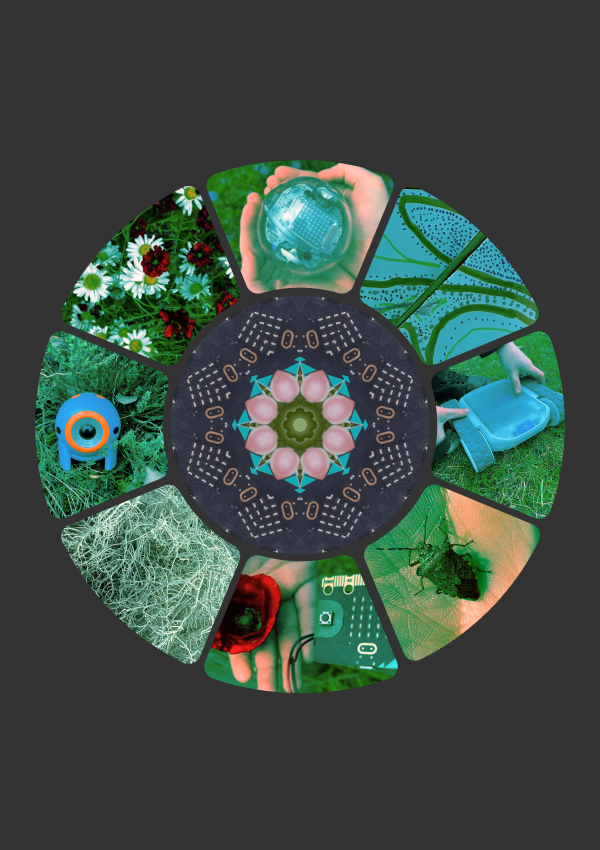 Collaboration depicted as a kaleidoscope: different contributions refract and recombine to create shared meaning