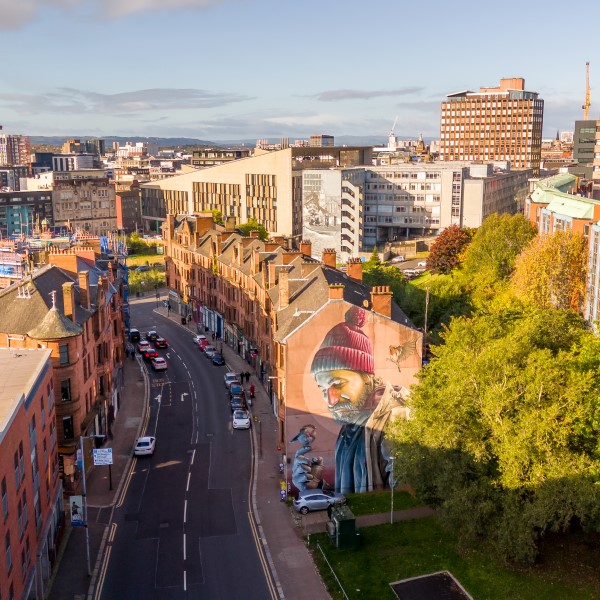 Aerial shot of High Street, Glasgow
