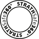 StrathSafe360 logo - University's safeguarding framework for health, safety, wellbeing, and human rights.