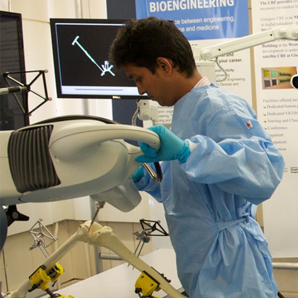 Researcher at work with medical devices.