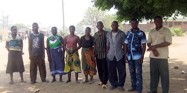 Group of people standing in a line in Chikwawa, Malawi