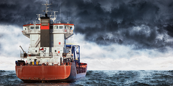 Ship on rough seas 