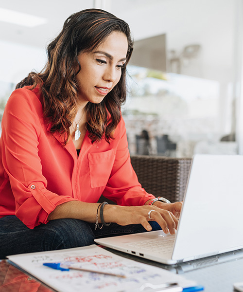 Woman working on her laptop