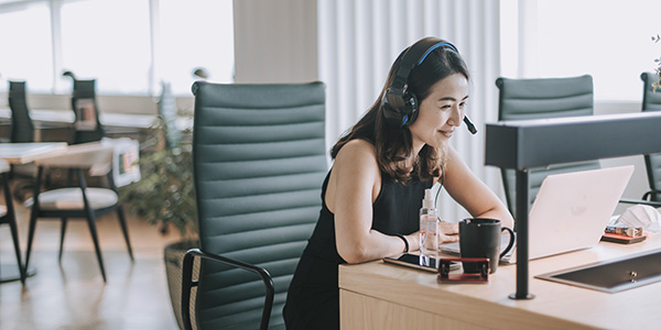 Woman on a video conference call on her laptop