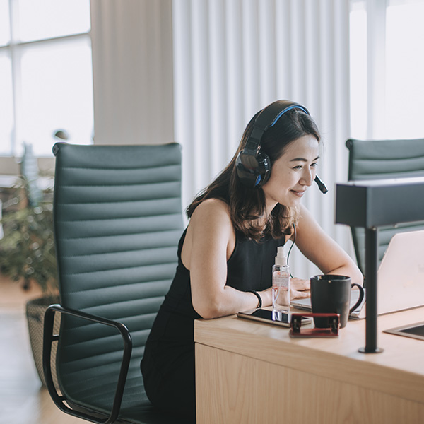 Woman on a video conference call on her laptop