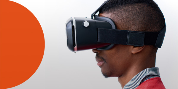 Man with VR headset on
