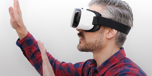 Man with VR headset on