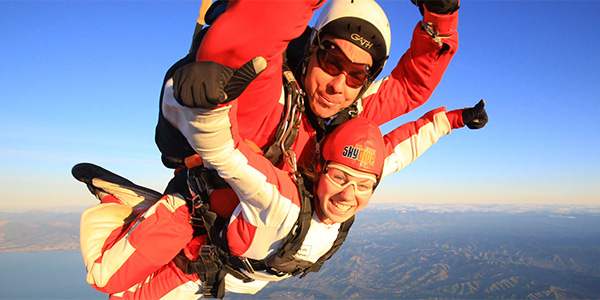 Student doing a parachute jump