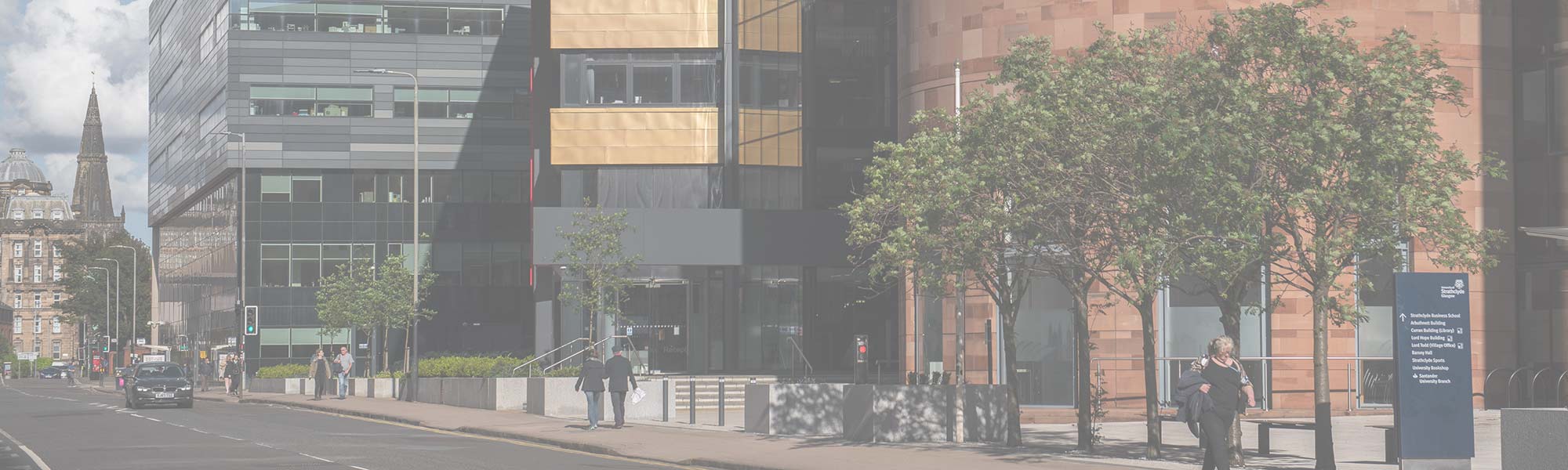 View along Cathedral Street of Strathclyde Business School.