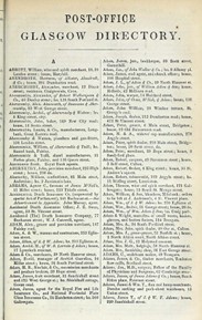 sample printed 1861 Glasgow Post Office Directory page