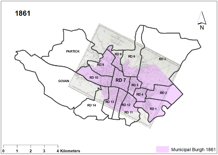 1861 Glasgow Boundary map