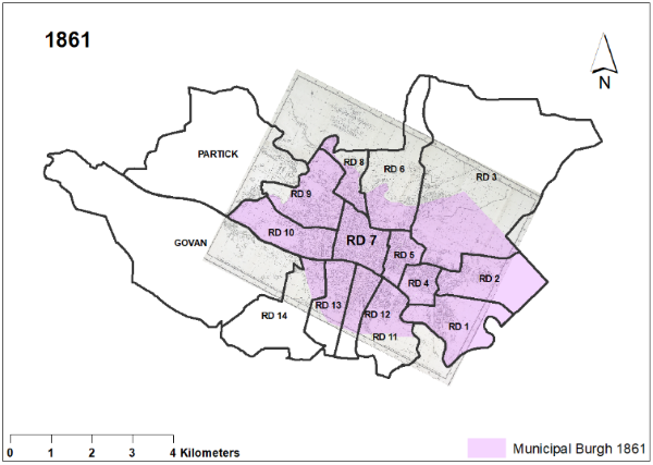 1861 Glasgow Boundary map