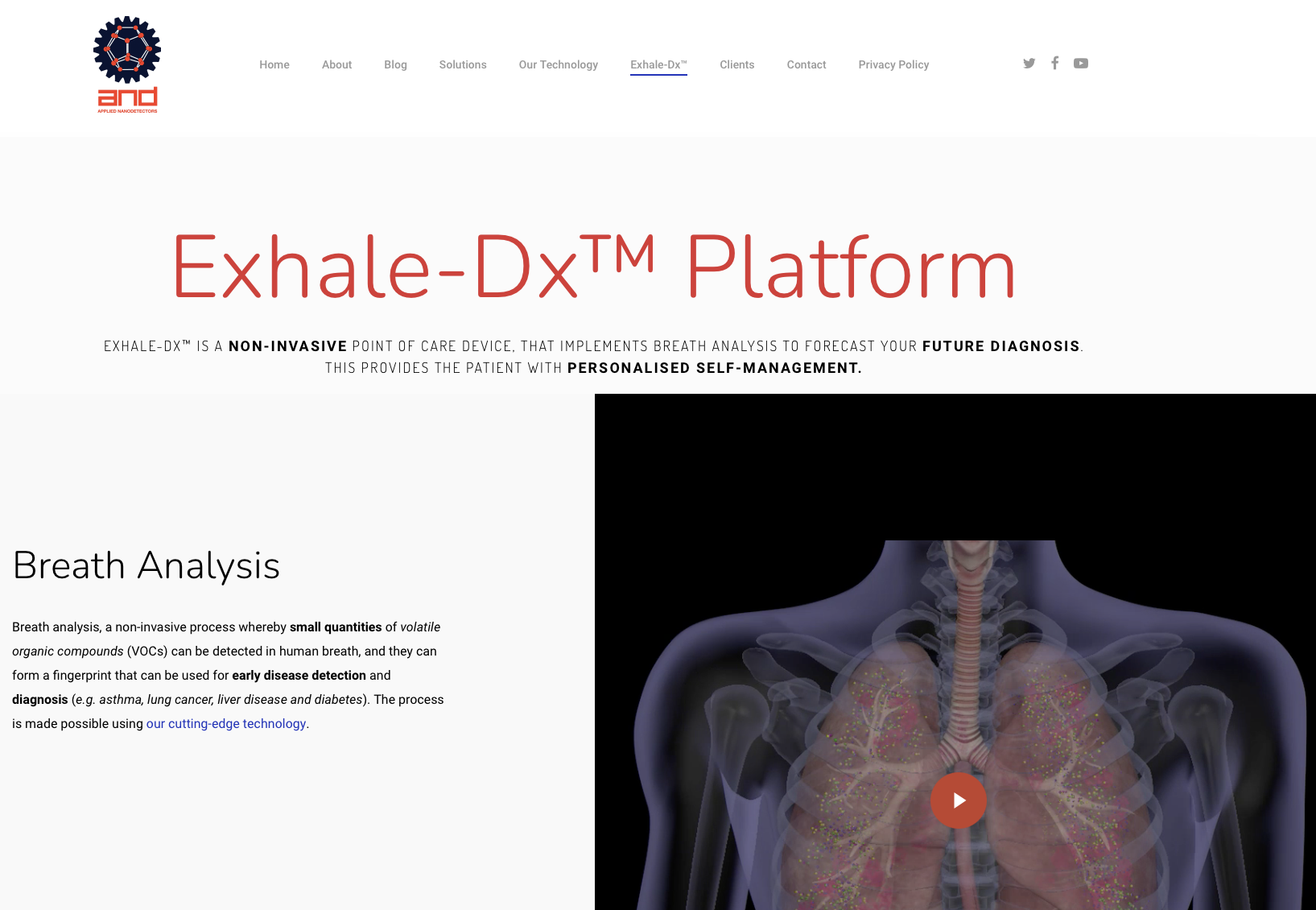 Screenshot from Applied Nanodetectors Exhale-DX Platform webpage
