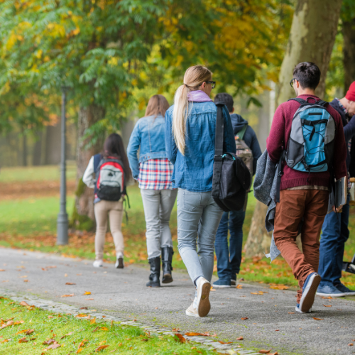 students walking