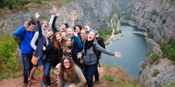 Group photograph of students on ERAMUS exchange. 