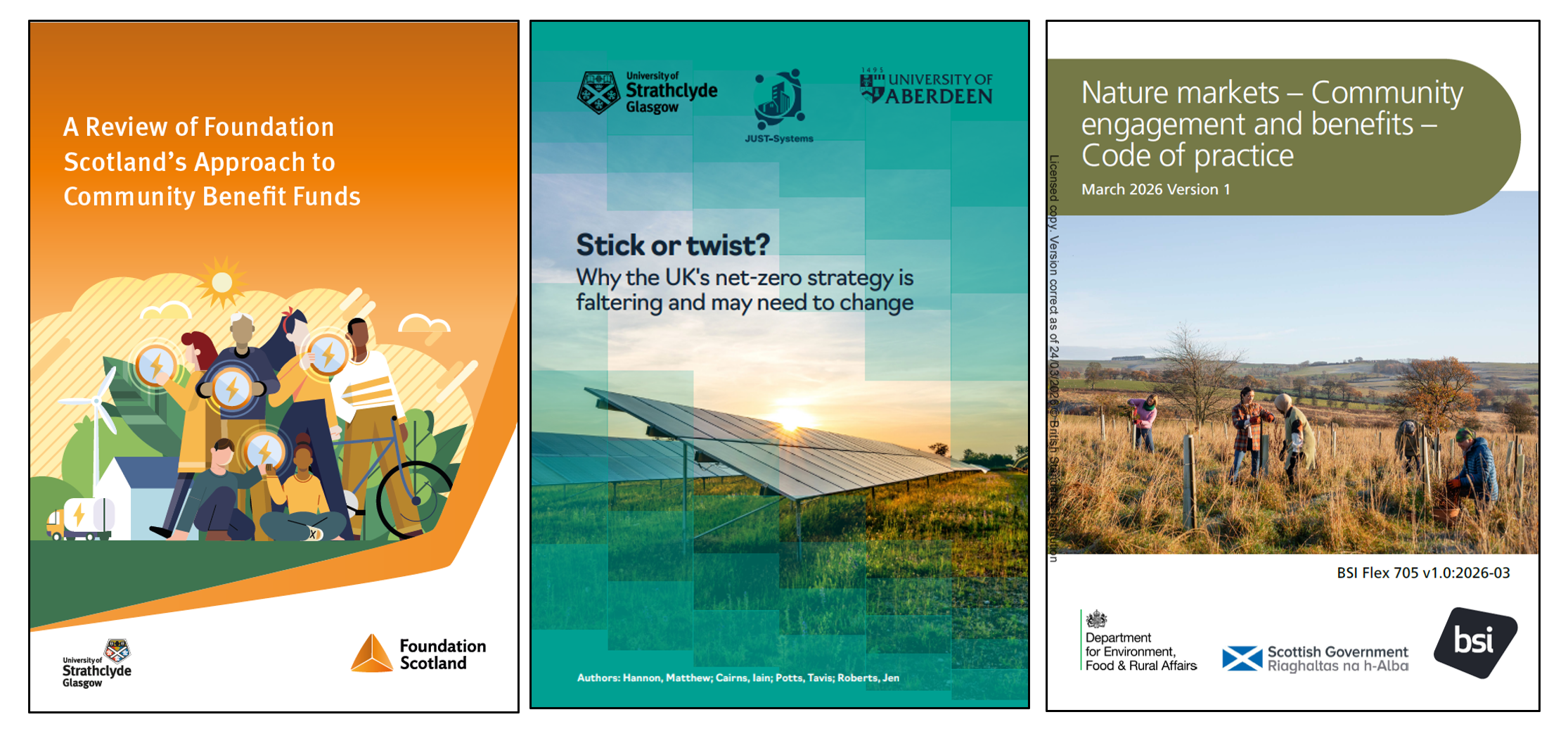 Montage of the title page from three reports published this year.