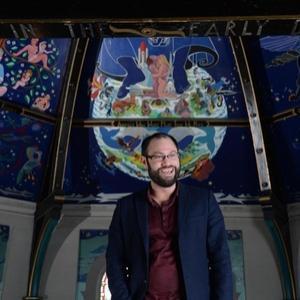 Dr Rodge Glass at Oran Mor promoting Alasdair Gray's work