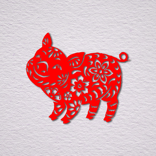 Chinese paper cut of a pig