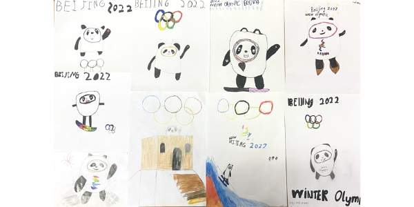 Collage of student posters of Olympic panda mascot