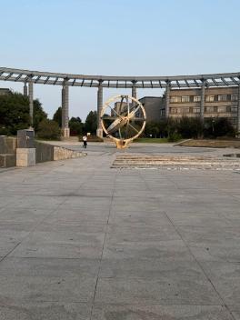 A sculpture on campus