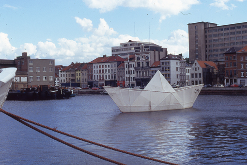 Paper boat sculpture