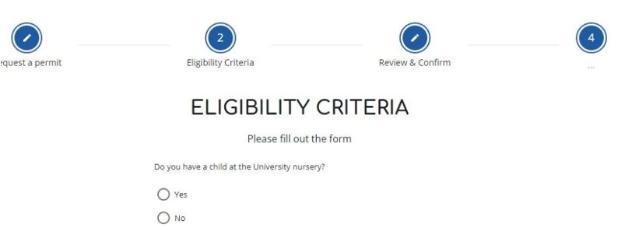 Eligibility criteria screen
