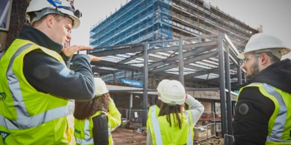 School pupils visiting the Learning and Teaching Building site