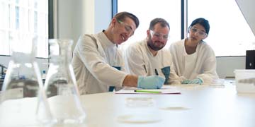 Strathclyde students in a lab