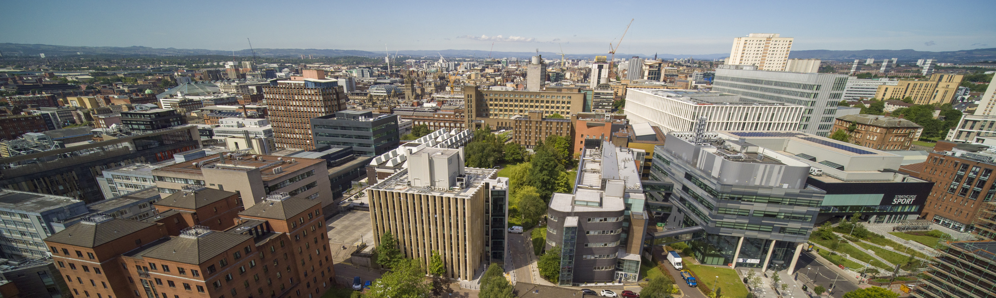 Aerial view of University of Strathclyde campus