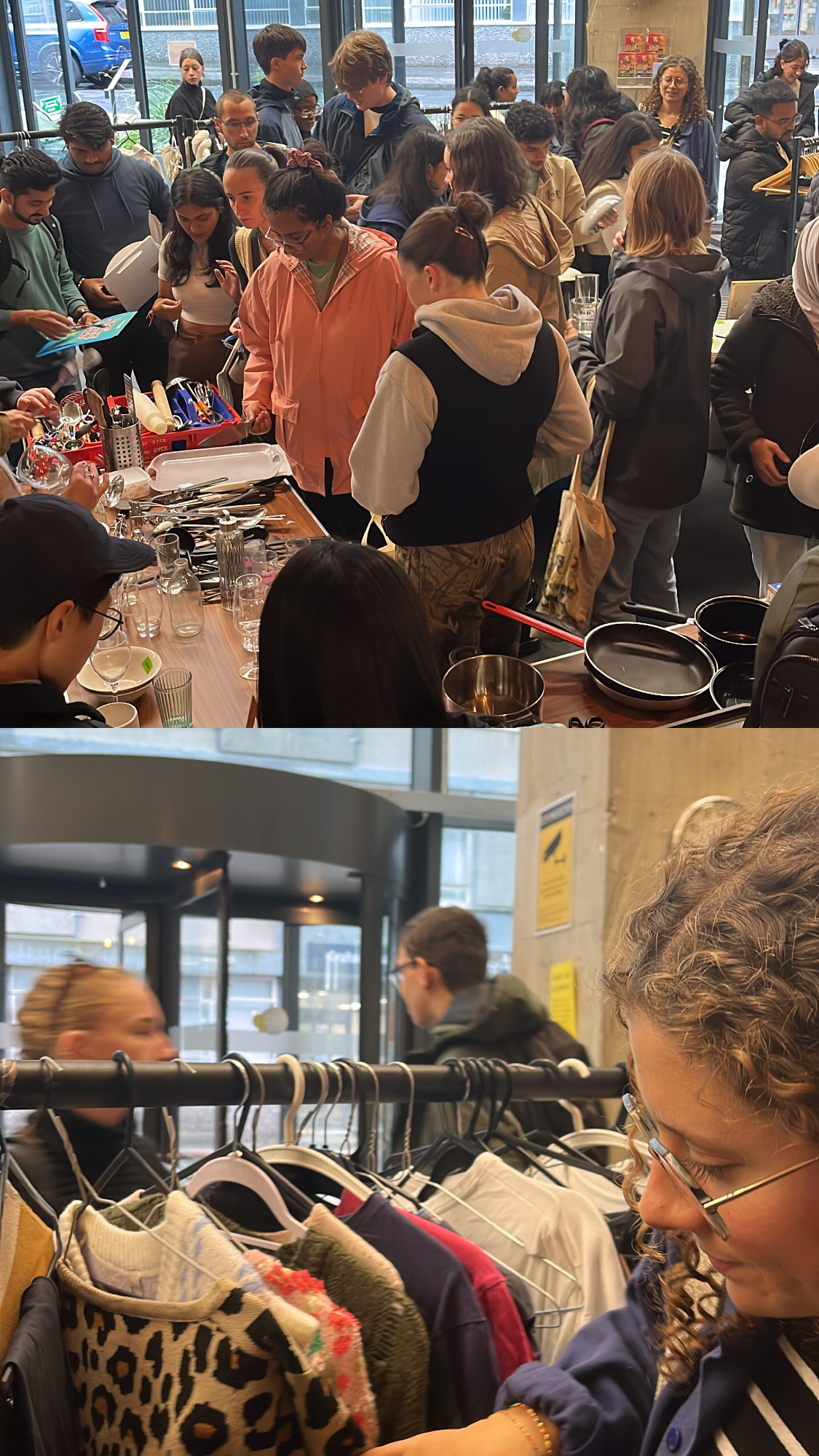 Students buying preloved items