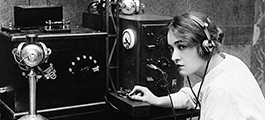 Woman sending Morse Code